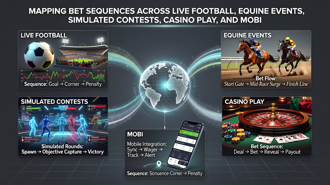 Illustration of bet flow progression from simulated contests into casino play and mobile incentive redemptions