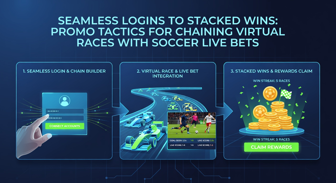 Visual breakdown of promo chaining: virtual race win feeding into soccer live bet and casino combo for stacked returns