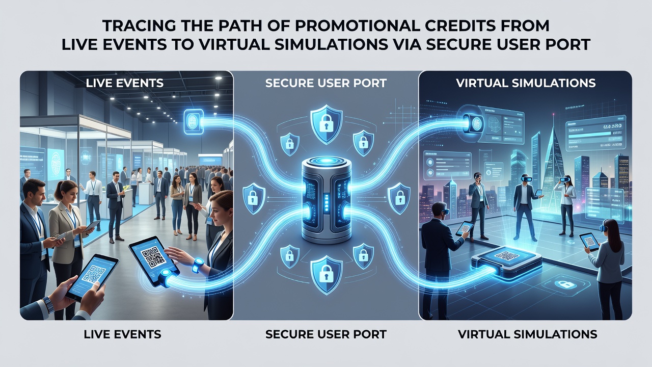 Secure portal interface displaying credit transfer options between live event records and virtual simulation accounts